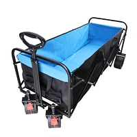 Streamdale Furniture Folding Cart Wagon for Garden, Shopping, Beach - Black + Blue