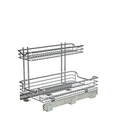 Household Essentials Glidez Multipurpose Chrome-Plated Steel Pull-Out/Slide-Out Storage Organizer for Under Sink or Under Cabinet 2-Tier Design