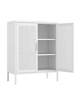 Steel Lockable Storage Cabinet with Adjustable Shelves, White