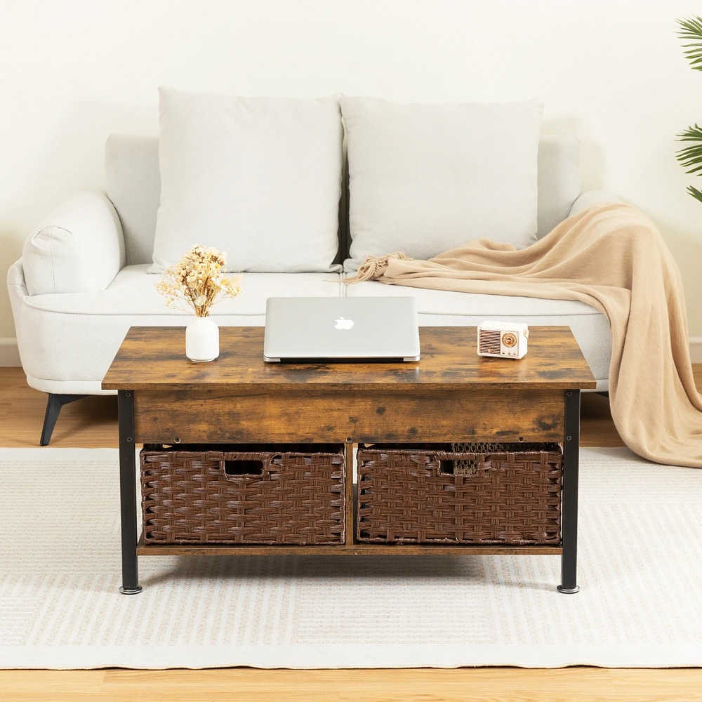 Streamdale Furniture Brown Coffee Table with Lifting Desk & Storage