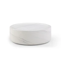 Streamdale Furniture Modern Round Marble Coffee Table, White, No Assembly