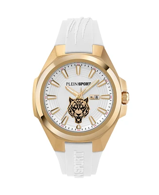 Plein Sport Men's Tigermaster Three Hand Date Quartz White Silicone 47MM