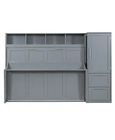 Streamdale Furniture Queen Murphy Bed Wall With Closet And Drawers