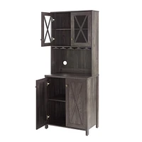 Farmhouse Liquor Cabinet with Wine Rack