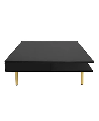 Simplie Fun Exquisite 2-tier white coffee table with gold legs