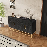 Streamdale Furniture Espresso Retro Sideboard with Adjustable Shelves