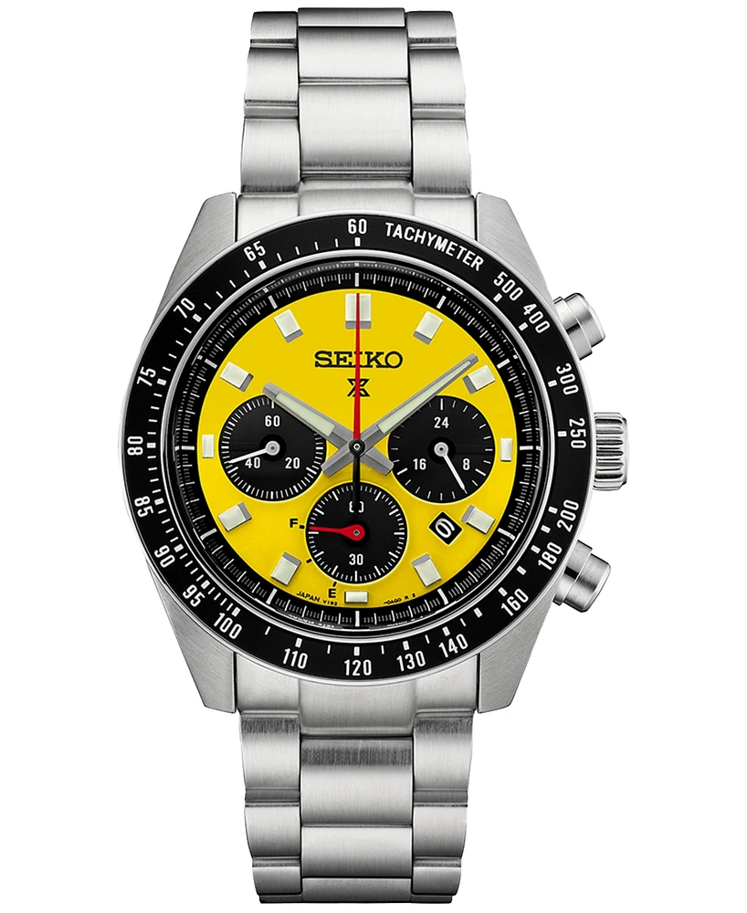Seiko Men's Chronograph Solar Prospex Speedtimer Stainless Steel Bracelet Watch 41mm