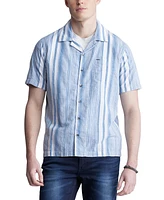 Buffalo David Bitton Men's Sinap Striped Short Sleeve Button-Front Camp Shirt