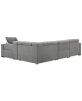 Nevio -Pc. Fabric Power Headrest Sectional and Chaise with 1 Motion Chair