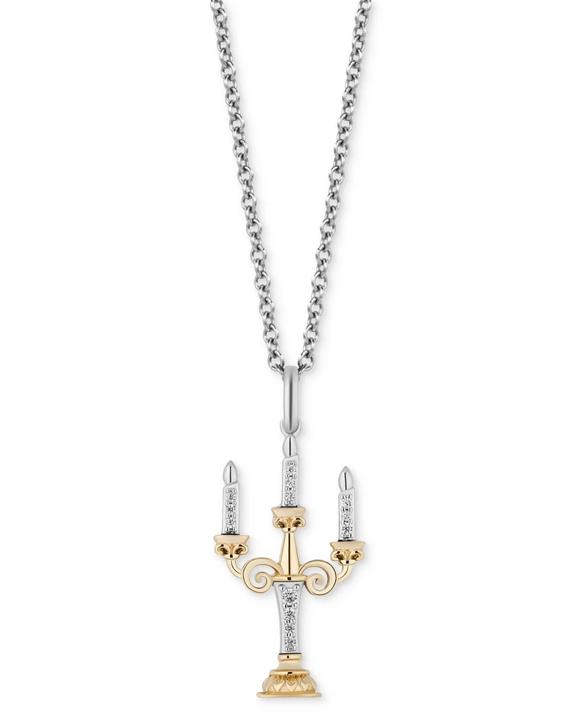 Diamond Lumiere Candlestick Pendant Necklace (1/10 ct. t.w.) in Sterling Silver & 10k Gold, 16" + 2" extender