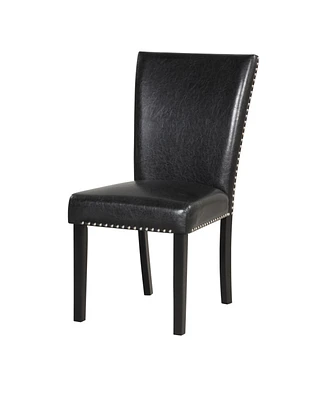 Simplie Fun Black Upholstered Dining Chairs with Nailhead Trim