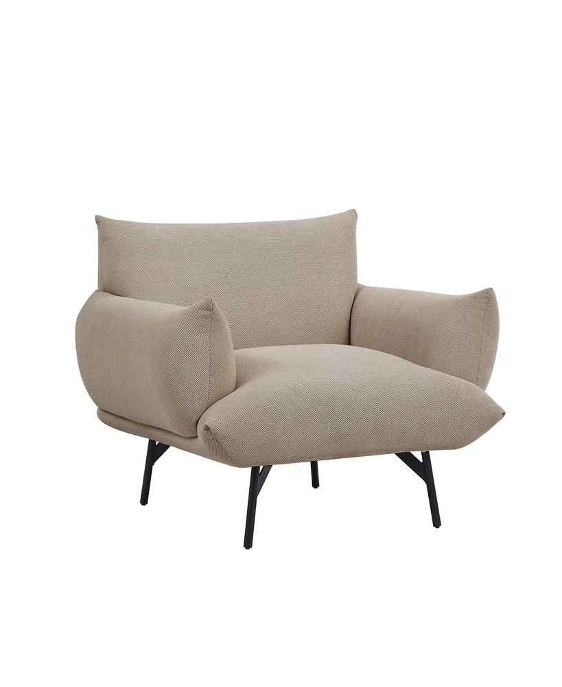 Simplie Fun Mid-Century Modern Upholstered Armchair with Metal Leg