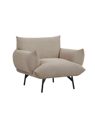 Simplie Fun Mid-Century Modern Upholstered Armchair with Metal Leg