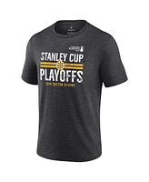 Fanatics Men's Heather Charcoal Boston Bruins 2024 Stanley Cup Playoffs Crossbar Tri-Blend T-Shirt