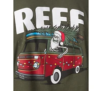 Reef Men's Cotton Logo Santa Skeleton Graphic T-Shirt