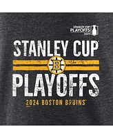 Fanatics Men's Heather Charcoal Boston Bruins 2024 Stanley Cup Playoffs Crossbar Tri-Blend T-Shirt