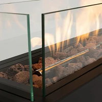 28" Portable Propane Fire Pit with Glass Wind Guard