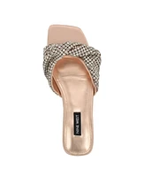 Nine West Women's Mande Embellished Square Toe Slip-On Sandals