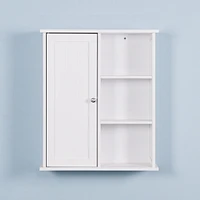 Streamdale Furniture Wall Mount Medicine Cabinet With A Door, Wooden Bathroom Storage Cabinet With Adjustable Shelf