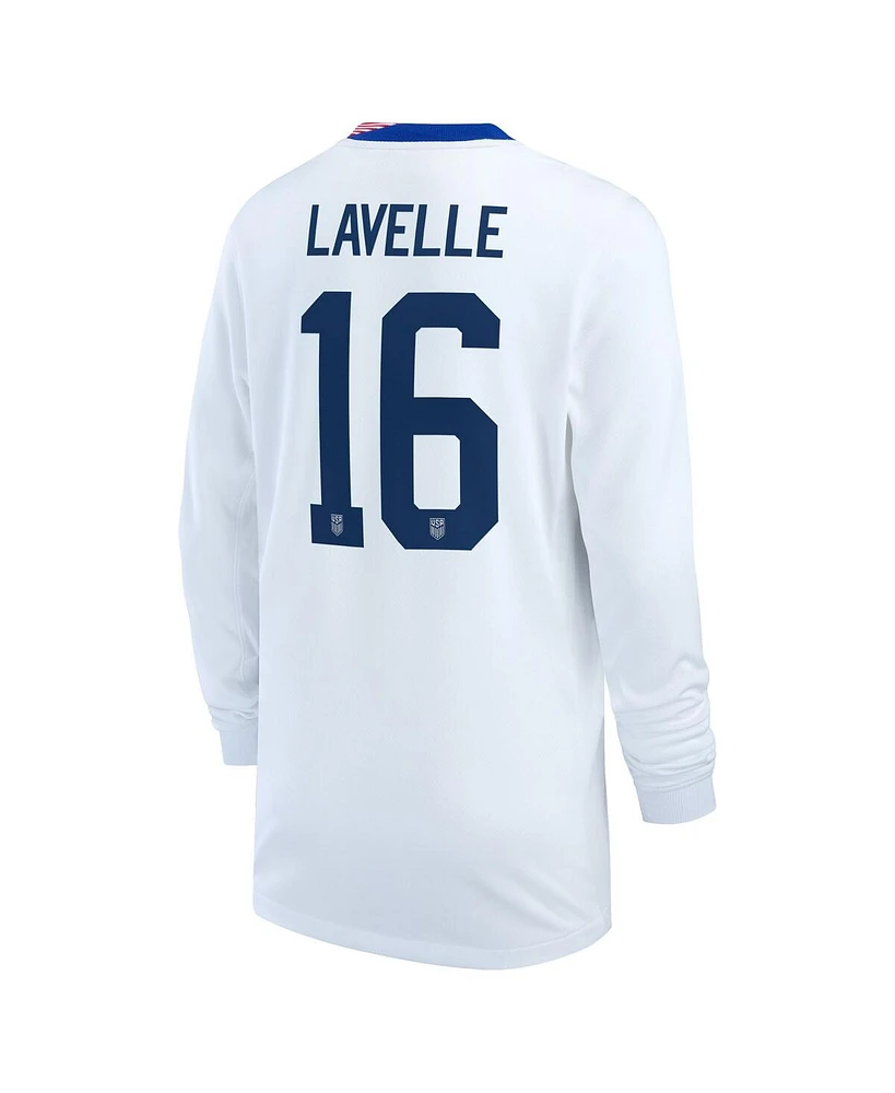 Nike Big Boys and Girls Rose Lavelle White Uswnt 2024 Home Stadium Replica Player Long Sleeve Jersey