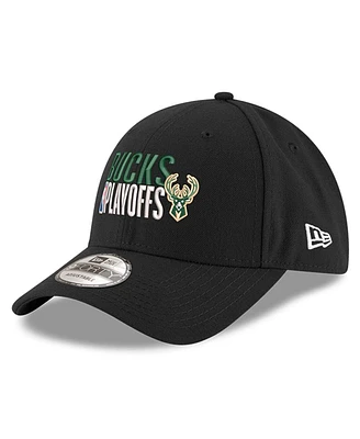 New Era Men's Black Milwaukee Bucks 2024 Nba Playoffs 9FORTY Adjustable Hat