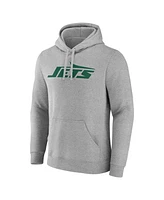 Fanatics Men's Heather Gray New York Jets Primary Logo Pullover Hoodie