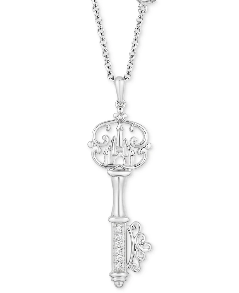 Diamond Tiana Key Pendant Necklace (1/20 ct. t.w.) in Sterling Silver, 16" + 2" extender