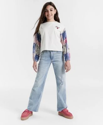 Levis Big Girls Woven Long Sleeve Top Wide Leg Jeans