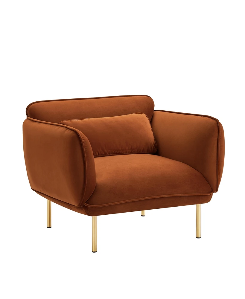 Simplie Fun Velvet armchair with metal legs, curry color