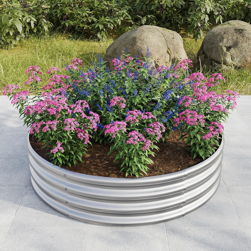 Streamdale Furniture 47.24x11.4" Tall Round Metal Garden Bed for Vegetables and Flowers