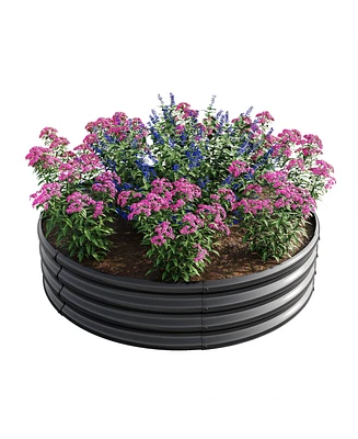 Simplie Fun 47.24x11.4" Tall Round Metal Garden Bed for Vegetables and Flowers