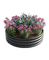 Simplie Fun 47.24x11.4" Tall Round Metal Garden Bed for Vegetables and Flowers