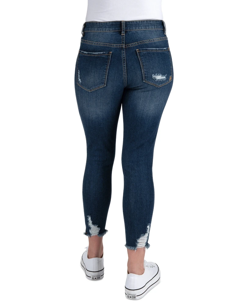 Indigo Rein Juniors' Mid-Rise Distress Curvy Jeans