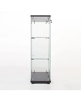 Streamdale Furniture One Door Glass Cabinet Glass Display Cabinet With 3 Shelves