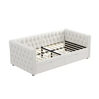 Velvet upholstered twin daybed with drawers