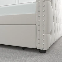 Velvet Tufted Daybed with Trundle, Full & Twin, Bedroom/Living Room/Guest Room