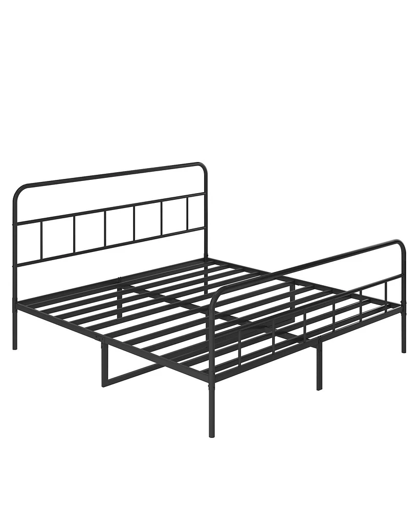 Simplie Fun Metal Platform Bed Frame With Headboard, Sturdy Metal Frame, No Box Spring Needed(King)