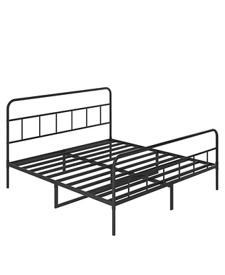 Simplie Fun Metal Platform Bed Frame With Headboard, Sturdy Metal Frame, No Box Spring Needed(King)