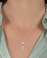 Amethyst (5/8 ct. t.w.) & Diamond (1/20 ct. t.w.) Ariel Key Pendant Necklace in Sterling Silver & Rose Gold-Plate, 16" + 2" extender