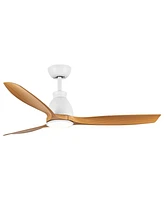 Simplie Fun 52 In.Integrated Led Ceiling Fan With Antique Brown Wood Graiin Blade