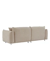 Simplie Fun Sherpa Loveseat Sofa with Metal Legs, Solid Wood Frame Couch