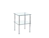 Clear side table & modern nightstand with storage shelf