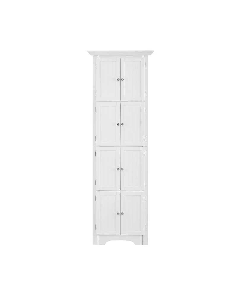 Simplie Fun Modern White Tall Storage Cabinet with Doors and 4 Shelves