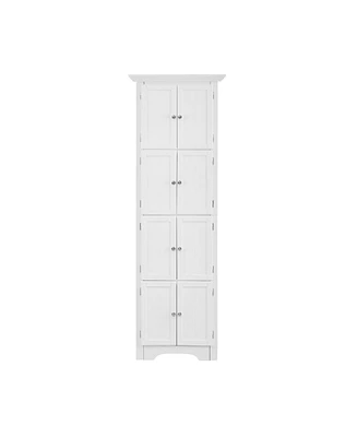 Simplie Fun Modern White Tall Storage Cabinet with Doors and 4 Shelves