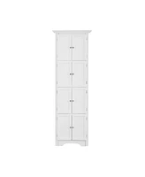 Simplie Fun Modern White Tall Storage Cabinet with Doors and 4 Shelves