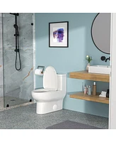 Streamdale Furniture Ceramic One Piece Toilet, Dual Flush With Soft Closing Seat 0001