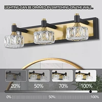 Streamdale Furniture Led 3-Light Modern Crystal Bathroom Vanity Light Over Mirror Bath Wall Lighting Fixtures