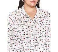 Karl Lagerfeld Paris Plus Whimsical Graphic Button-Front Blouse, Created for Macy's