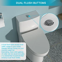 Streamdale Furniture Ceramic One Piece Toilet, Dual Flush With Soft Closing Seat 0002