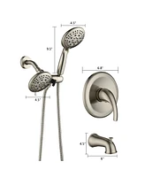 Streamdale Furniture Classic High Pressure Single Handle 7 Function Rain Shower Head With Handheld Shower With Tub Spout